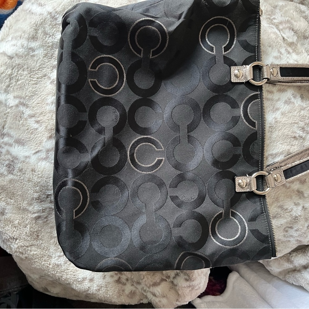Coach Black and Silver Patterned Tote - Picture 5 of 6